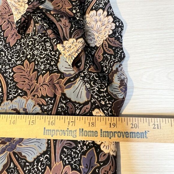 DR2 Womens S Mock Neck Dark Floral Flutter Sleeve Blouse Boho Hippie Festival - Picture 10 of 12